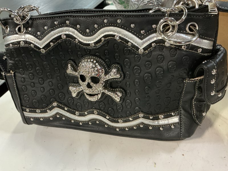 punk gothic skull crossbone goth purse women shoulder bag crossbody wallet black