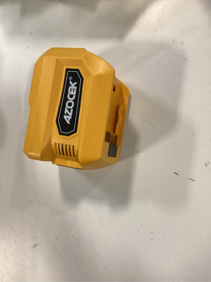 Condition photo showing Good Condition for 220W Power Inverter Compatible with Dewalt 20V Battery, DC 20V to AC 110V Inverter, Portable Power Station Generator with 1 AC Outlet, 2 USB Ports & 1 Type-C Fast Charging, 400LM LED Work Light 1-PACK Yellow