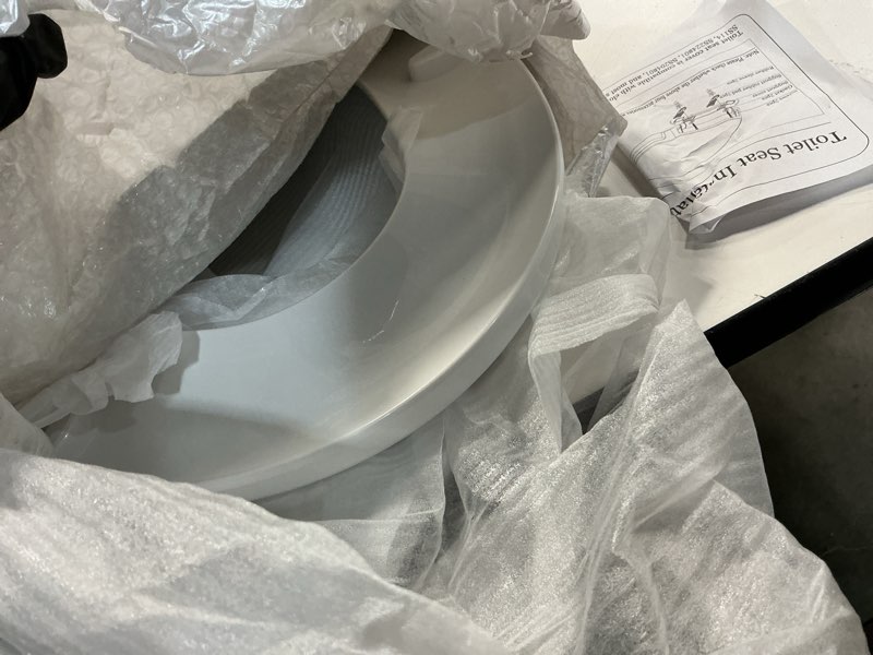 Condition photo showing As Is for soft close toilet seat elongated and lid for toto ss114#01, cotton white, mounting hardware included