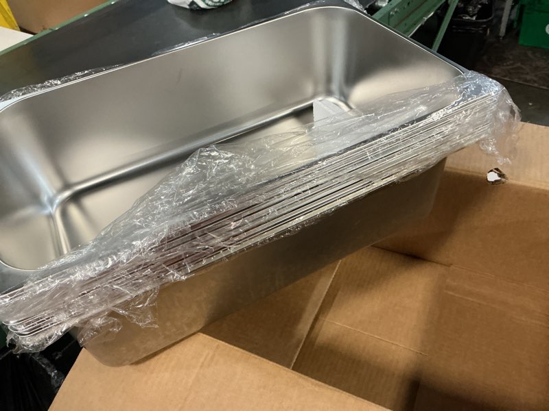 Condition photo showing New/Like New for eggkitpo stainless steel pan 6-pack 6 inch deep full size pans catering storage metal food pan commercial steamer pan food catering trays for hotel steam table tray for food warmer 1/1 6" deep without lid