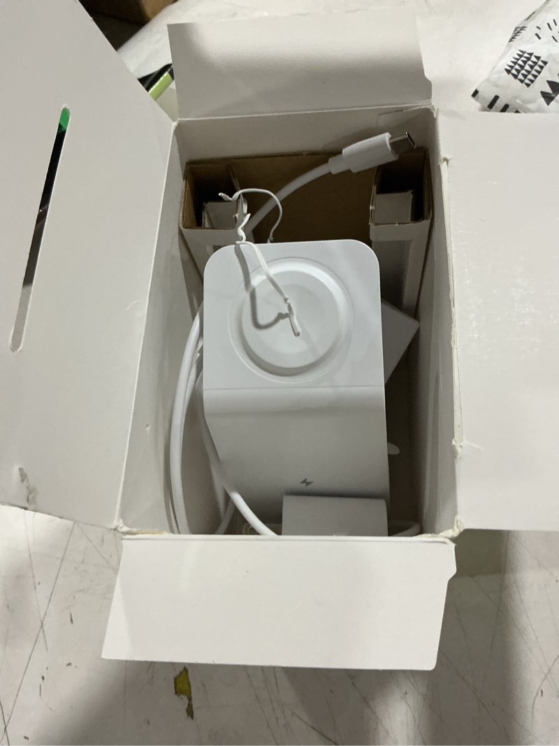 Condition photo showing As Is for zsou 3-in-1 wireless charging stand with phone, watch and earbuds charger included, white