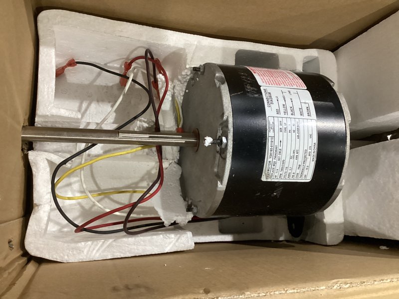 Condition photo showing As Is for f48ae48a61 fan motor replaces for genteq, 3314471.011, 3314471.013, compatible with rv ac dometic duo-therm penguin ii 641815, 641816, 641835, 641915, 641916, 641935, 1/4 hp, 1650 rpm, 1-year warranty