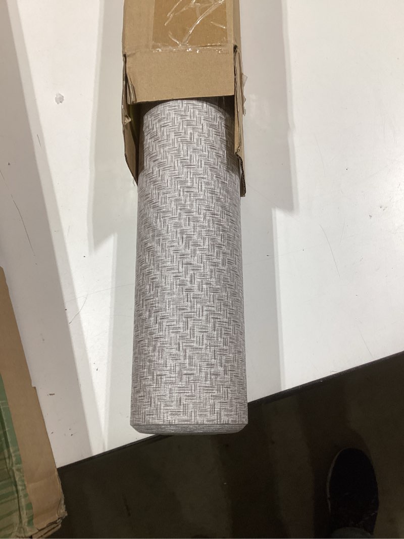 Condition photo showing Good Condition for Haimin Fabric Wallpaper Textured Contact Paper (24in X 393in) Gray Grasscloth Wallpaper Peel and Stick Faux Linen Wall Paper Self-Adhesive Vinyl Looks Like Woven Straw