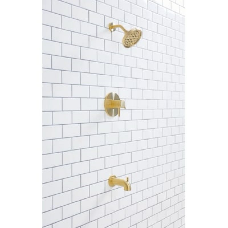 Condition photo showing As Is for  allen + roth harlow brushed gold 2-handle single function 6-in round bathtub and shower faucet (