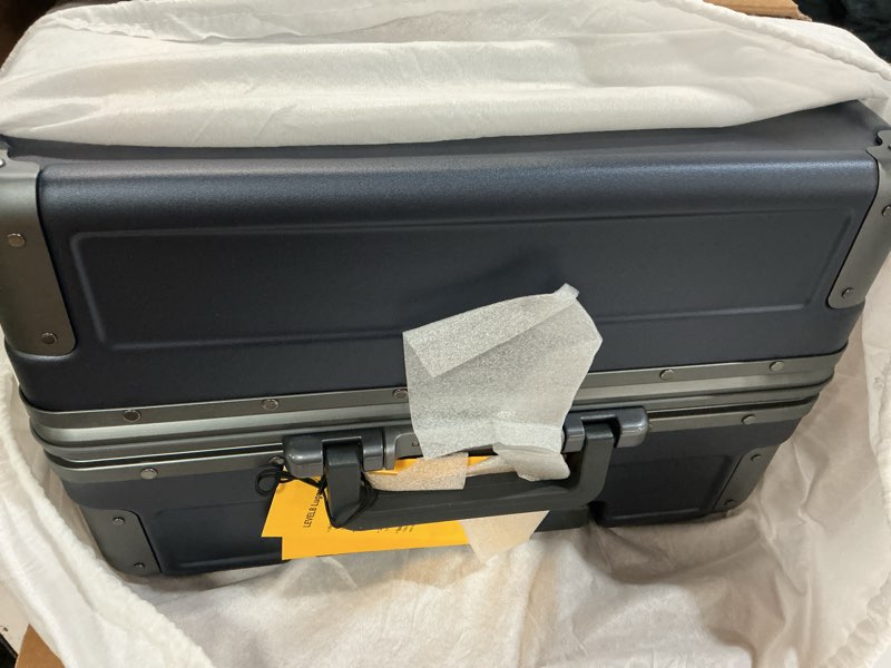 Condition photo showing Good Condition for level8 zipperless checked luggage with aluminum frame, upgraded medium hardside suitcase with spinner wheels, metal travel luggage with double tsa locks, 24 inch, blue blue medium 24 inch