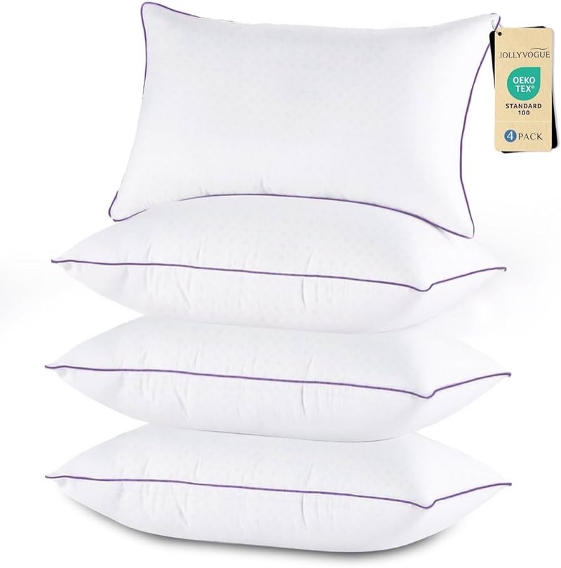 jollyvogue pillows king size set of 4, bed pillow for side, back, and stomach sleepers, down alterna