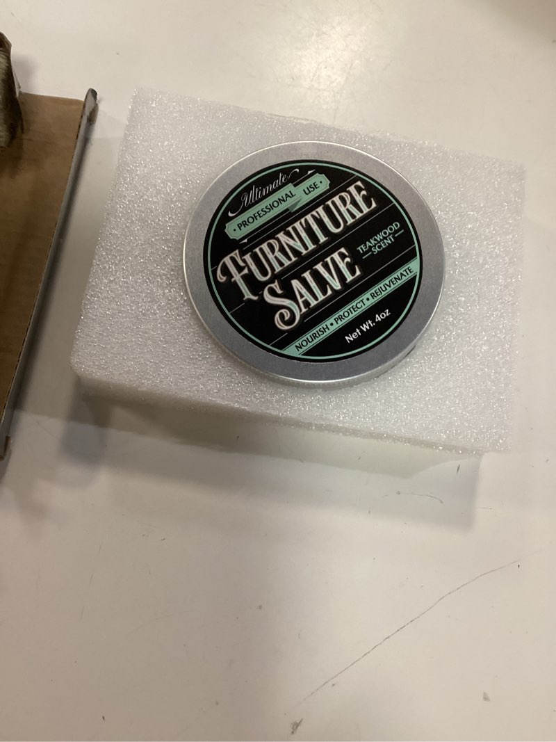 Condition photo showing New/Like New for furniture salve for leather - polisher, moisturizer, and restorer for couches and furniture - conditioner for leather, wood, and vinyl - repair salve with brush - 4oz