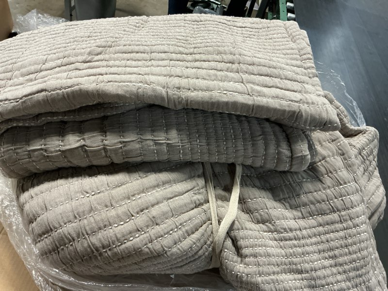 Condition photo showing Good Condition for organic cotton channel stitch coverlet set, king/cal king, taupe