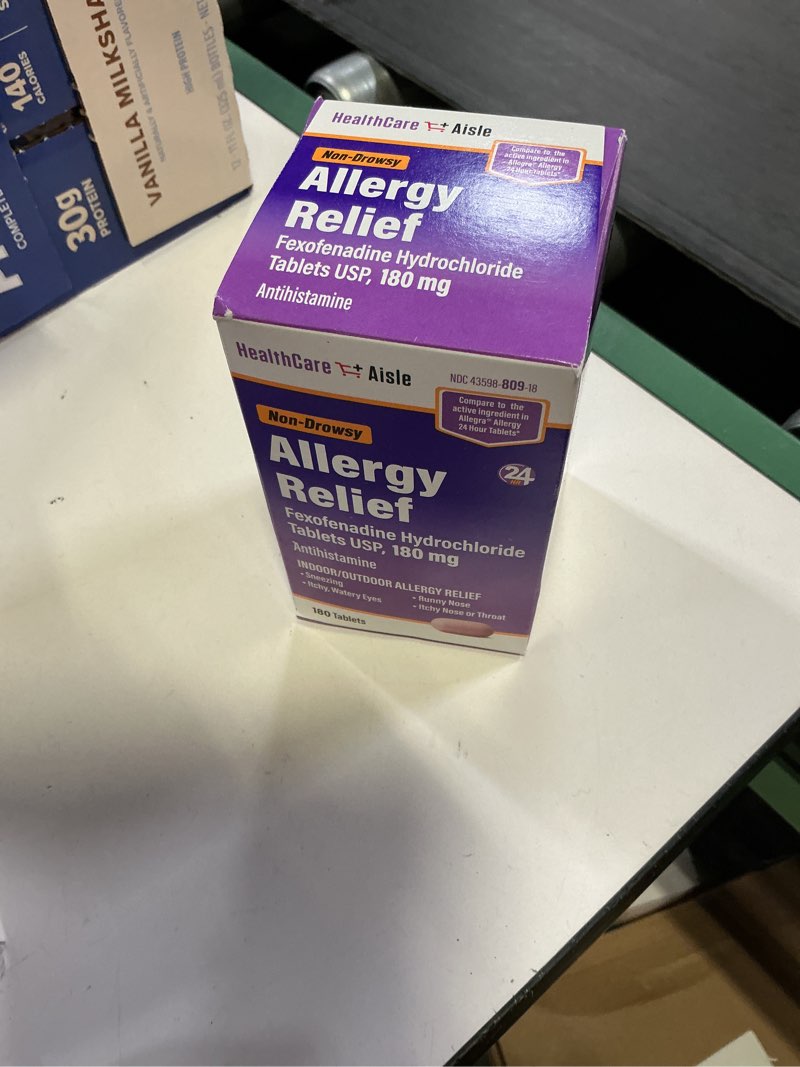 Condition photo showing New/Like New for (Best by 2026 / 04 ) HealthCareAisle Allergy Relief - Fexofenadine Hydrochloride Tablets USP, 180 mg - 180 Tablets - Allergy Medication, Non-Drowsy 24-Hour Relief 180 Count (Pack of 1) 180mg