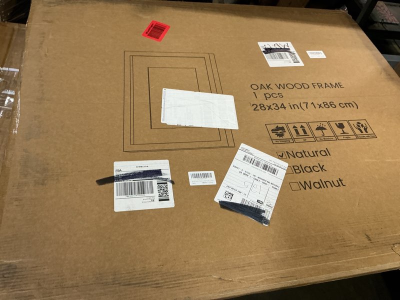 Condition photo showing Good Condition for 28x34 large poster frame, solid oak wood 28 x 34 picture frames for wall, tempered real glass, 28x34 frame with mat for 24x30, rustic wood 28 by 34 frames for home decor, natural oak color oak 28x34 - 1p