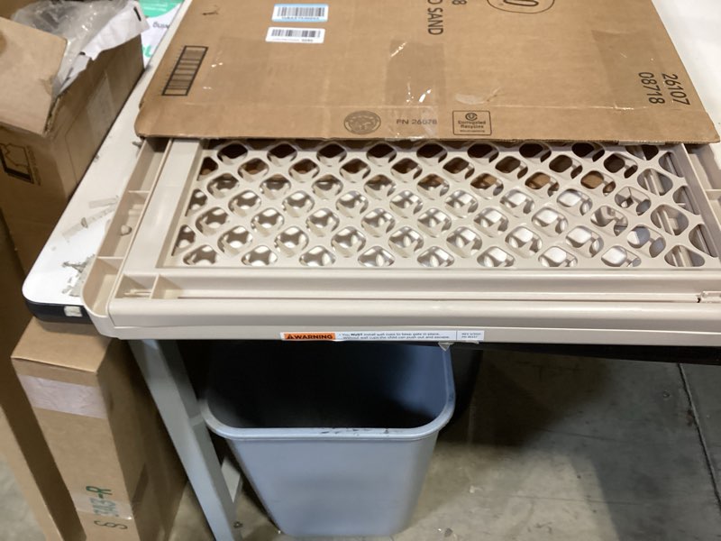 Condition photo showing As Is for toddleroo by north states - supergate ergo baby gate: plastic baby gate for stairs & doorways - adjustable indoor safety gate - made in usa - 26 to 42 inches wide - 26 inches tall - sand