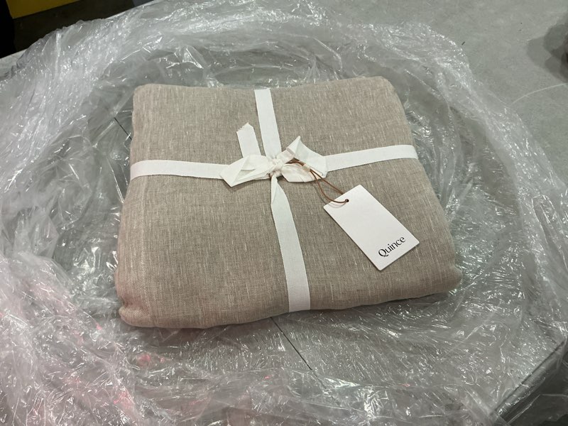 Condition photo showing Good Condition for european linen sheer curtain set, 48x108, flax