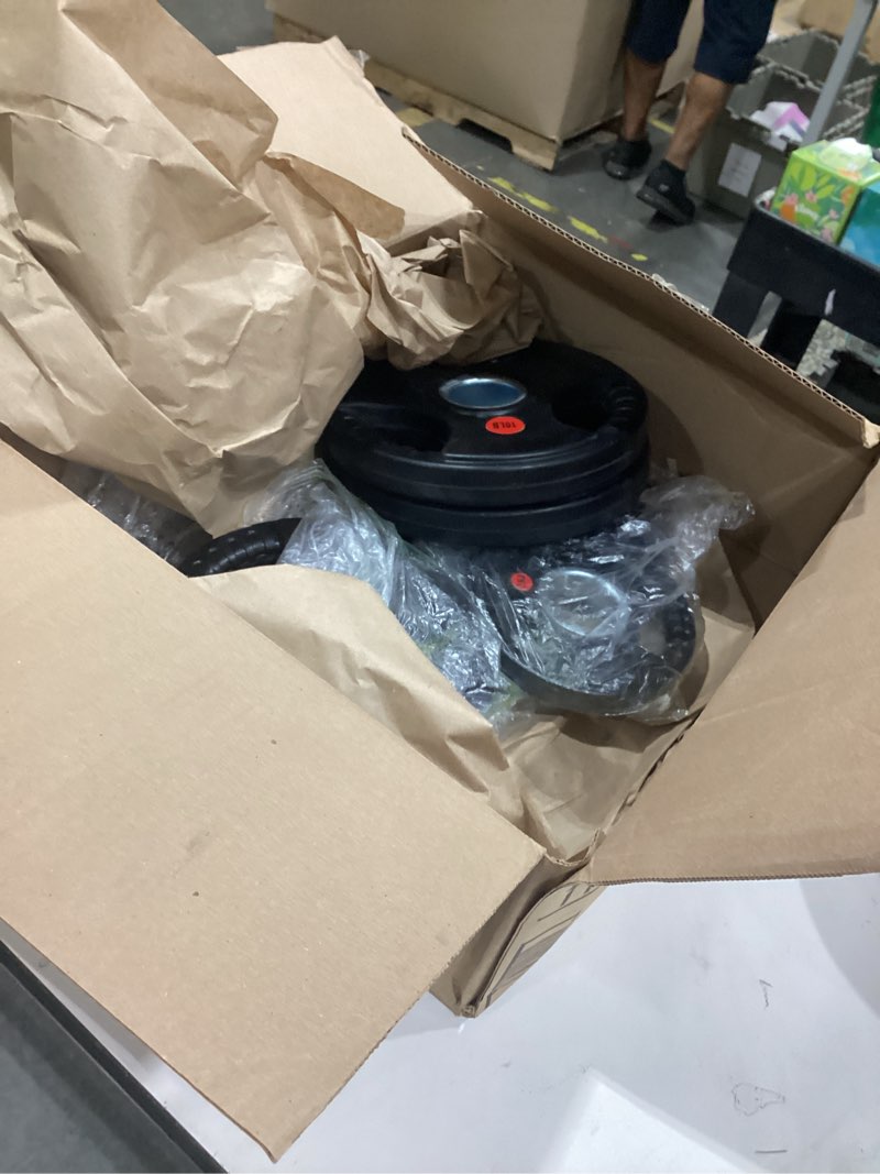 Condition photo showing New/Like New for Fitvids Olympic 2-Inch Cast Iron Plate Weight Plate for Strength Training and Weightlifting, Rubber Coate Style, 35LB Set