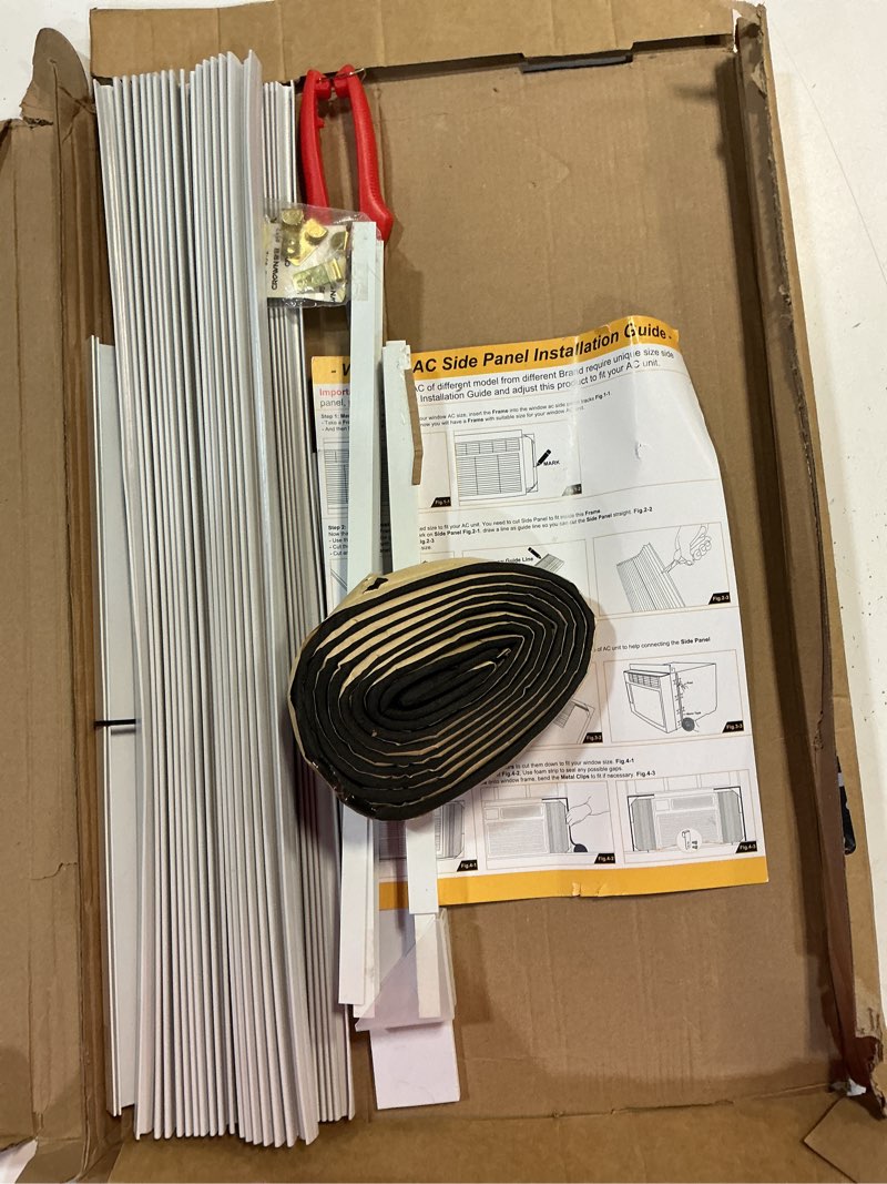Condition photo showing As Is for bjade's window air conditioner side panels with adjustable frame size suitable for different window ac unit 14,000-22,000btu,ac side panel seal kit,room ac accordion filler curtain replacement kit.