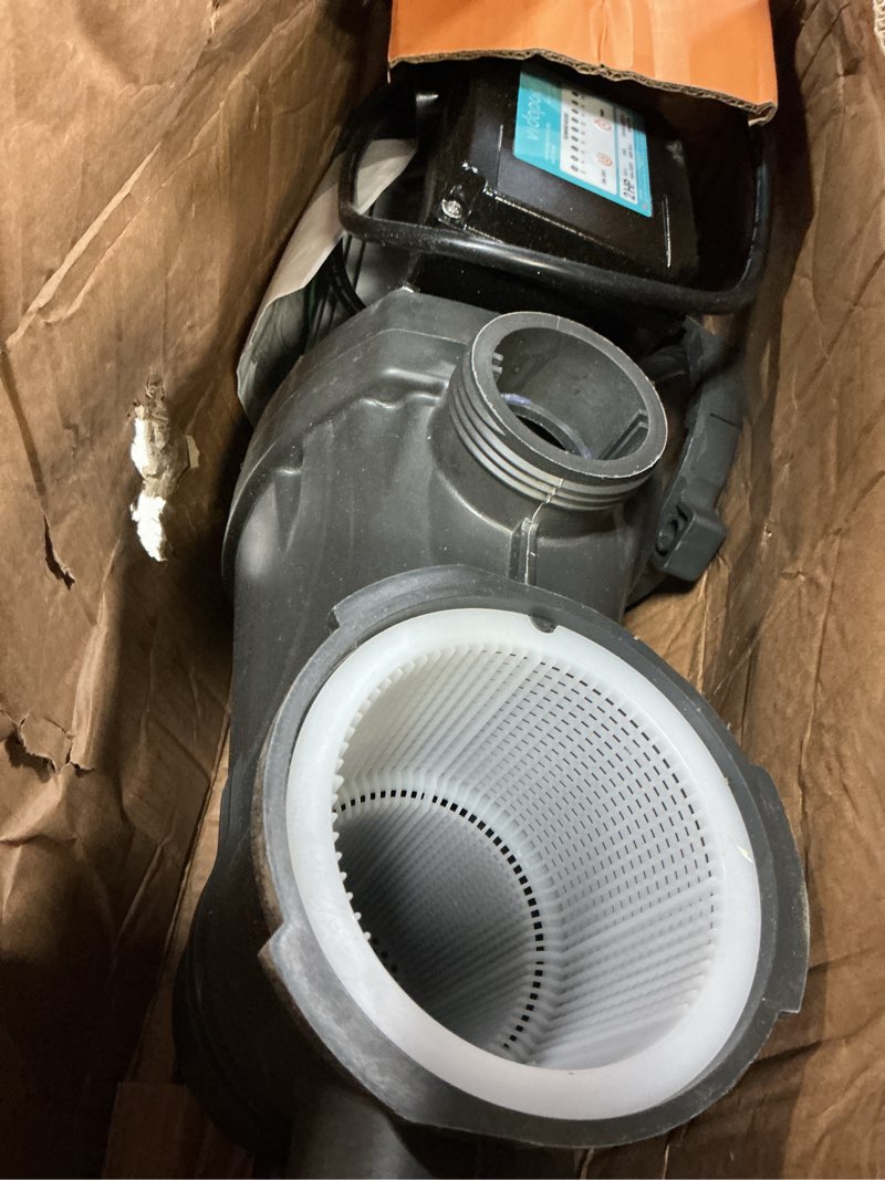 Condition photo showing As Is for 2hp in/above ground pool pump with timer 8120gph 115v high flow, powerful self primming swimming pool pumps with filter