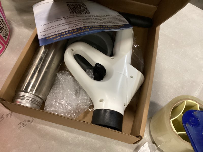 Condition photo showing As Is for toilet plunge blaster, high pressure toilet plunger, high-pressure air drain blaster plunge blaster multi-drain unclogger for toilets, bathroom floor, drain sinks and plumbing clogs.