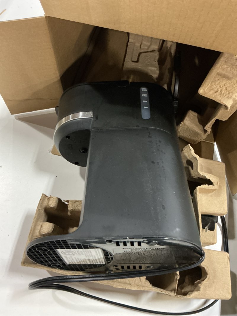 Condition photo showing As Is for single serve coffee maker for k-cup and grounds, fast brew, 6-12 oz brew sizes single cup coffee maker fits 5.5" mugs, one-button small coffee maker, descaling reminder,black,9.45 inches black 9.45 inches
