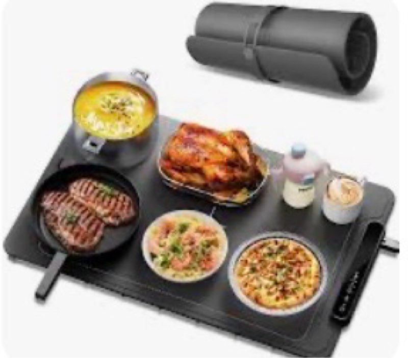 Kourice Food Warming Mat, Fast Heating Silicone Electric Warming Tray, 3 Temperature Settings, Auto 