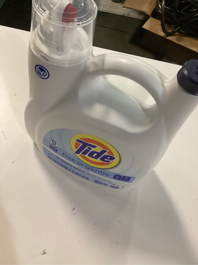 Condition photo showing New/Like New for tide free & gentle liquid laundry detergent, 100 loads, 132 fl oz, tide laundry detergent, clean laundry detergent unscented 132 fl oz (pack of 1)