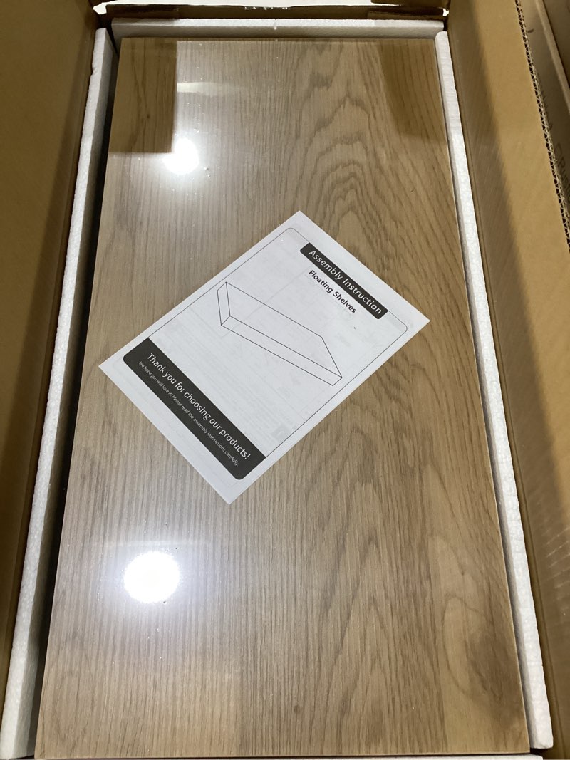 Condition photo showing New/Like New for Heimlove Bathroom 12'' Deep Floating Shelves for Wall - Shelf Over Toilet Mounted Farmhouse 24 inches,Rustic Wood Shelves Decor & Storage Set of 1 Oak 23.6"W x 11.6"D x 2"H, 1 Pack Oak