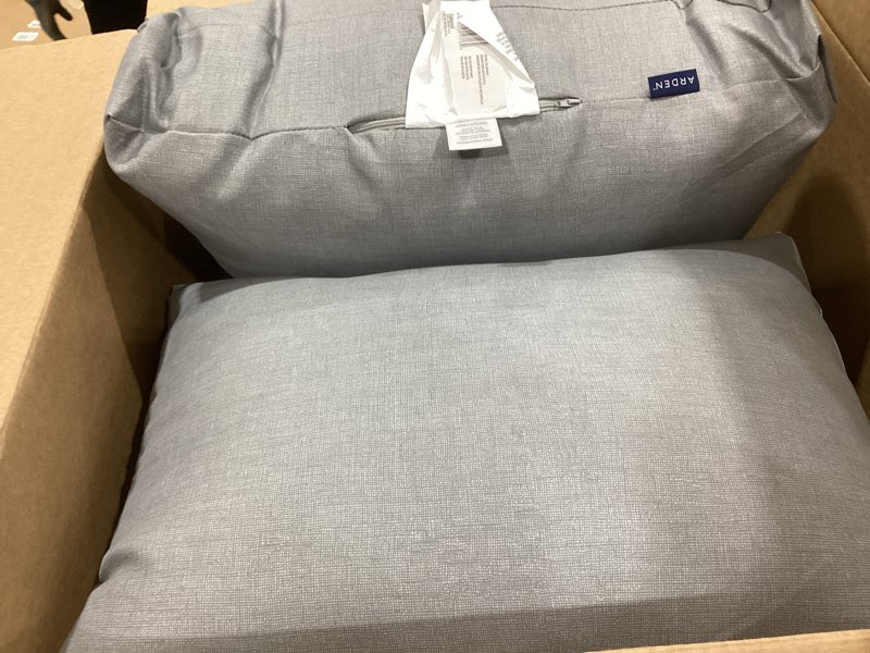 Condition photo showing Good Condition for arden outdoor cushion pillow back, 24 x 18, water repellent, fade resistant, stone grey leala stone grey leala 18"l x 24"w x 7"h 18" x 24" modern pillow back
