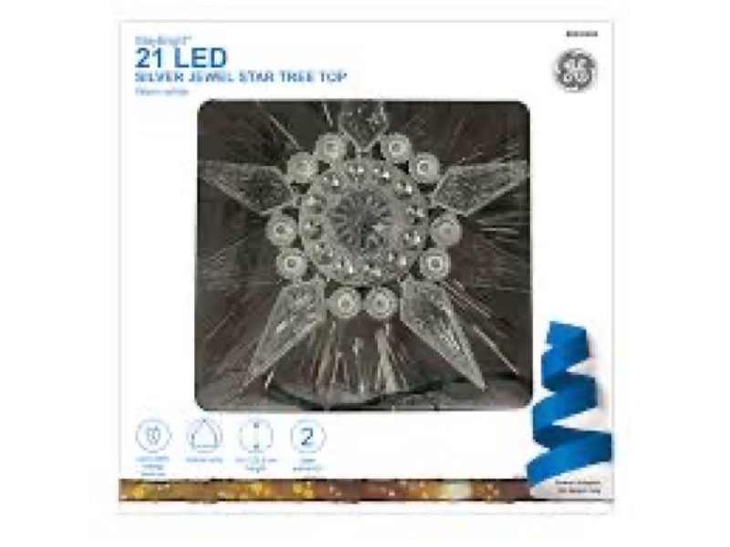 92005 - GE StayBright® LED Silver Jewel Star Tree Top, 21ct, Warm White