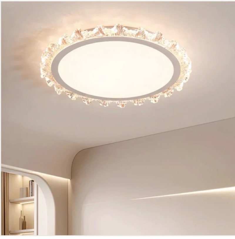 Modern Minimalist Round Cream Wave Acrylic Iron LED Flush Mount Ceiling Light For Living Room