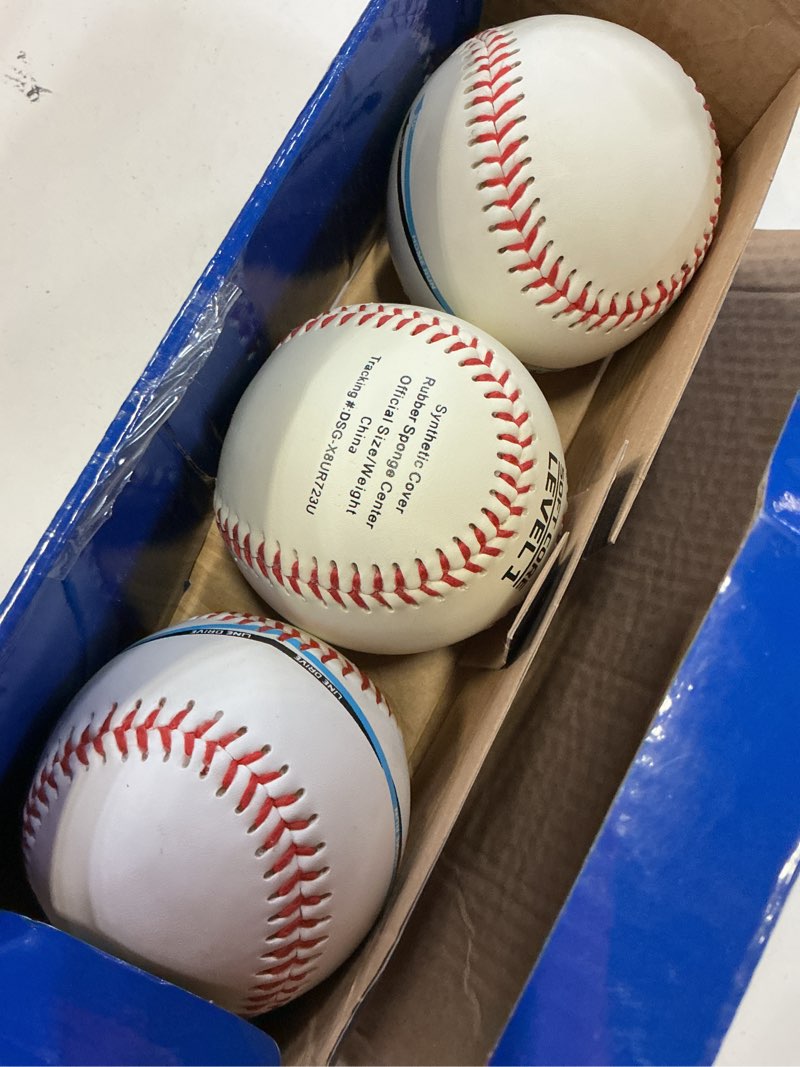 Condition photo showing Good Condition for primed soft core level 1 baseballs - 3 pack
