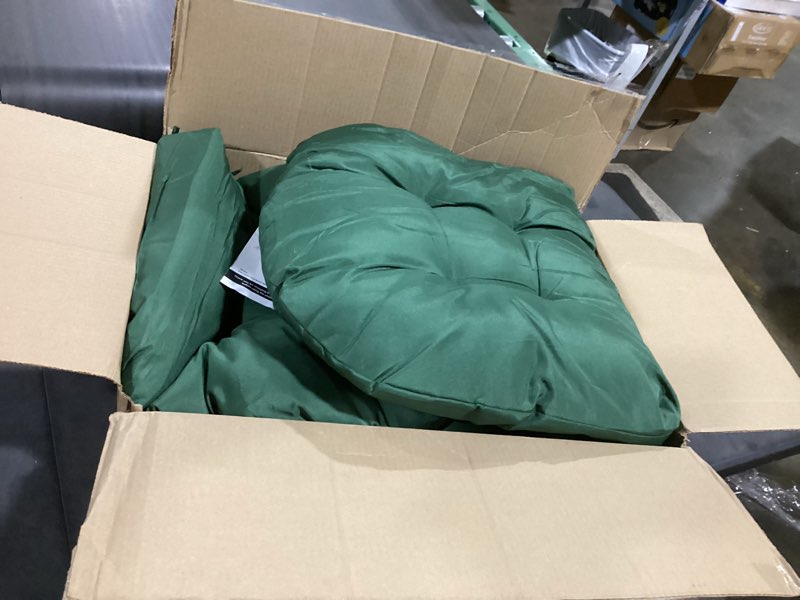 Condition photo showing Good Condition for wicker chair cushions set, 2 u-shaped cushions & 1 loveseat, waterproof outdoor loveseat cushion for patio furniture, settee bench pad all weather,green green wicker chair cushions