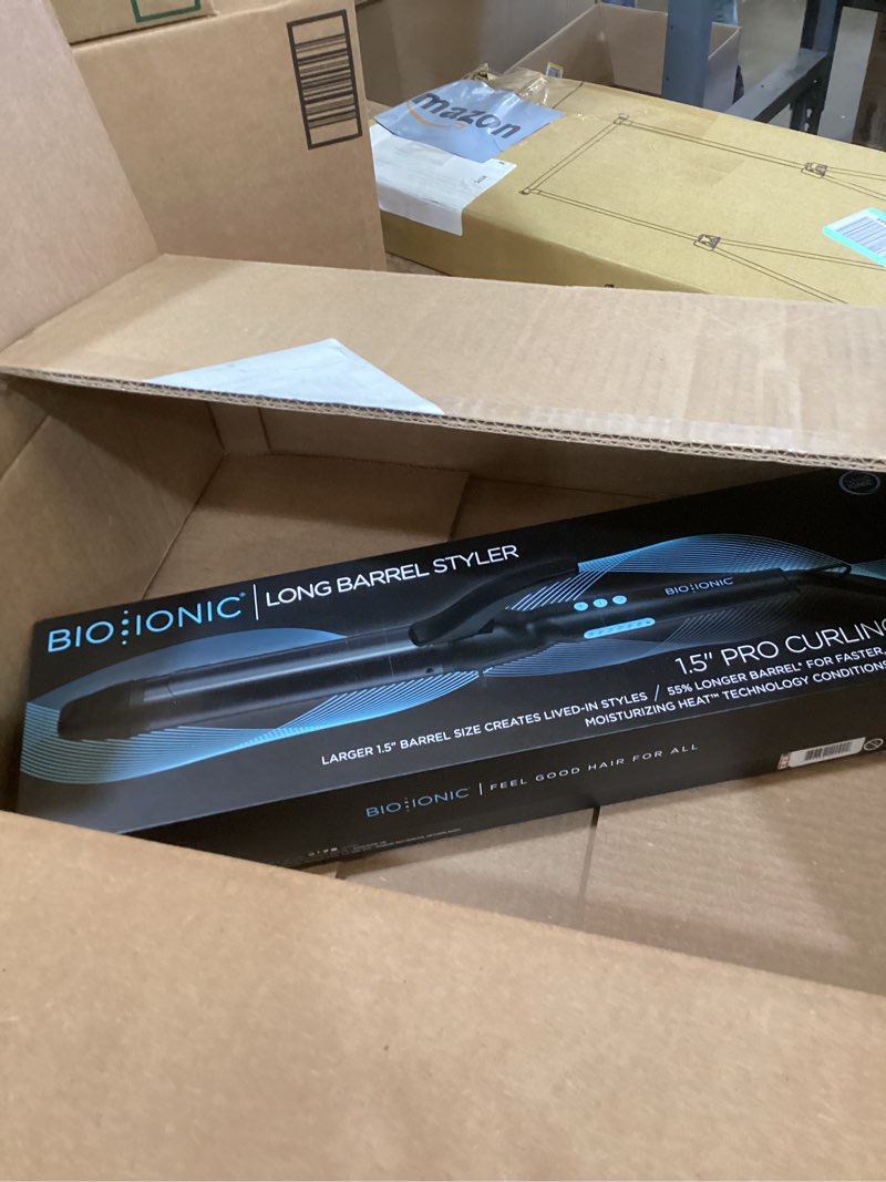 Condition photo showing Good Condition for bio ionic long barrel curling iron with moisture heat technology & nanoionic mx versatile curling wand - multiple barrel sizes for tight, classic, loose & soft curls 1.5 inch (soft curls) black