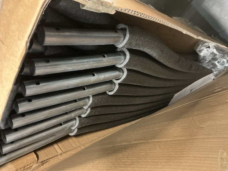 Condition photo showing Good Condition for 8 pcs trampoline curved pole replacement, universal curved enclosure poles for 12-16ft frame, with plastic t connector, mounting hardware, foam cover padding