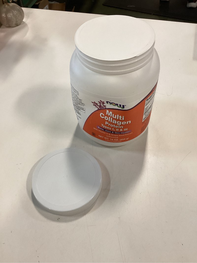 Condition photo showing New/Like New for (BEST BY 04/2027) NOW Foods Supplements, Multi Collagen Protein Types I, II & III Powder, Bone, Joint, and Skin Health, 16 oz (454 g)