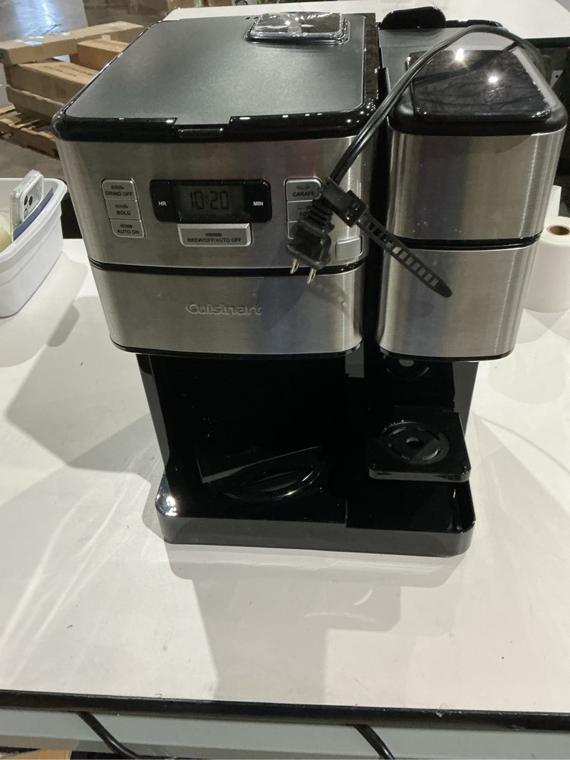 Condition photo showing Good Condition for cuisinart coffee center grind and brew plus, built-in coffee grinder, coffeemaker and single-serve brewer with 6oz, 8oz and 10oz serving size, black/silver, ss-gb1nas 12-cup glass grind & brew plus stainless