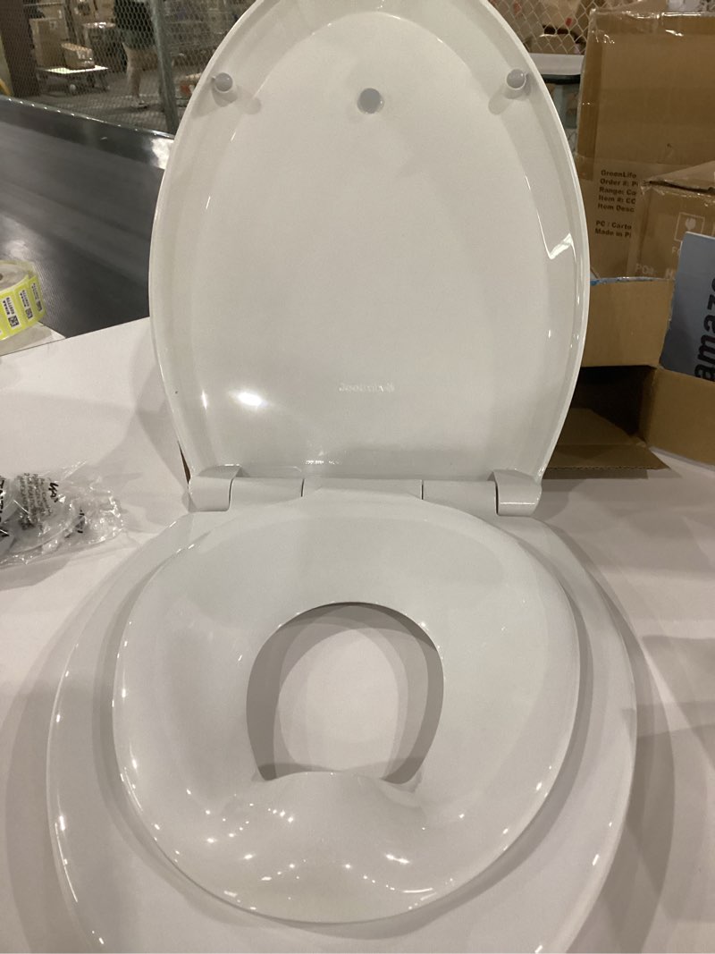 Condition photo showing Good Condition for quick flip toilet seat with built-in potty & splash guard for toddler training, slow close - jool baby (elongated)