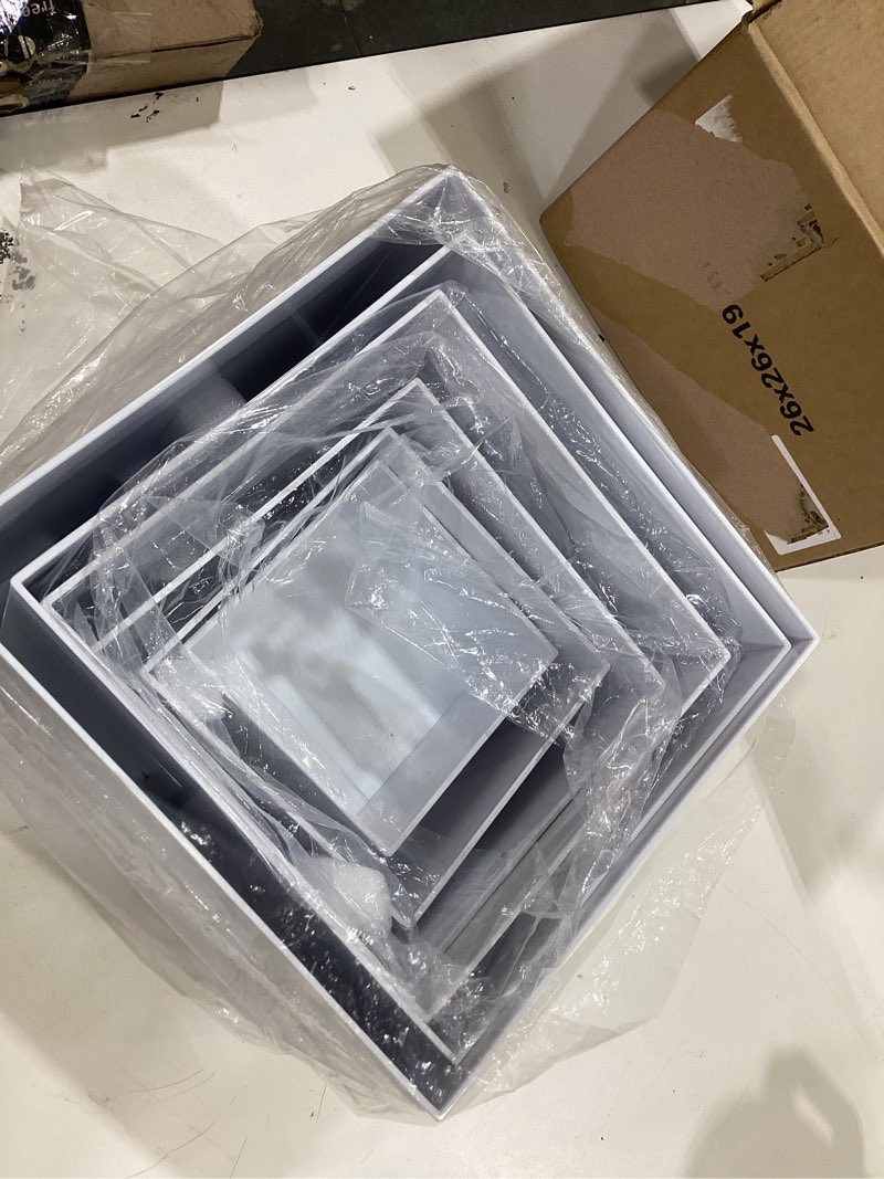 Condition photo showing Good Condition for redants 6 pcs buffet risers, large food risers for buffet table, food display risers for party, white acrylic boxes dessert table display set, risers display stands (size 10" 9" 8" 7" 6" 5", white) white 10" 9" 8" 7" 6" 5"
