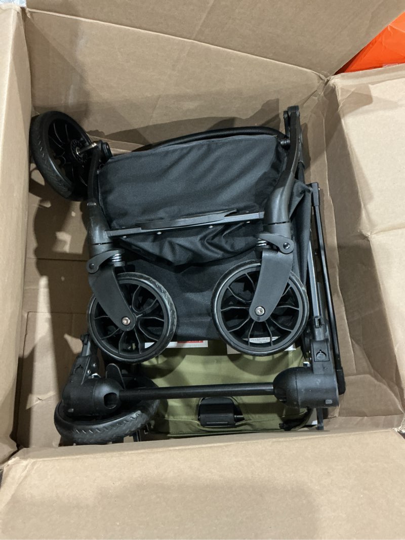 Condition photo showing Good Condition for newyoo glidetow tr18m compact travel stroller for infant, lightweight foldable baby stroller with luggage handle & cup holder, one-hand easy fold, near lay flat recline seat, green