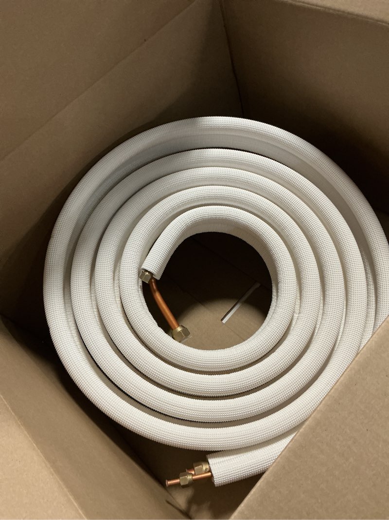 Condition photo showing Good Condition for 16ft mini split line set 1/4*1/2 od hvac copper tube pipe extension,3/8 thickened pe insulation coil air conditioner twin copper line heating equipment hose with flared nuts (16ft (1/4+1/2) with wire)