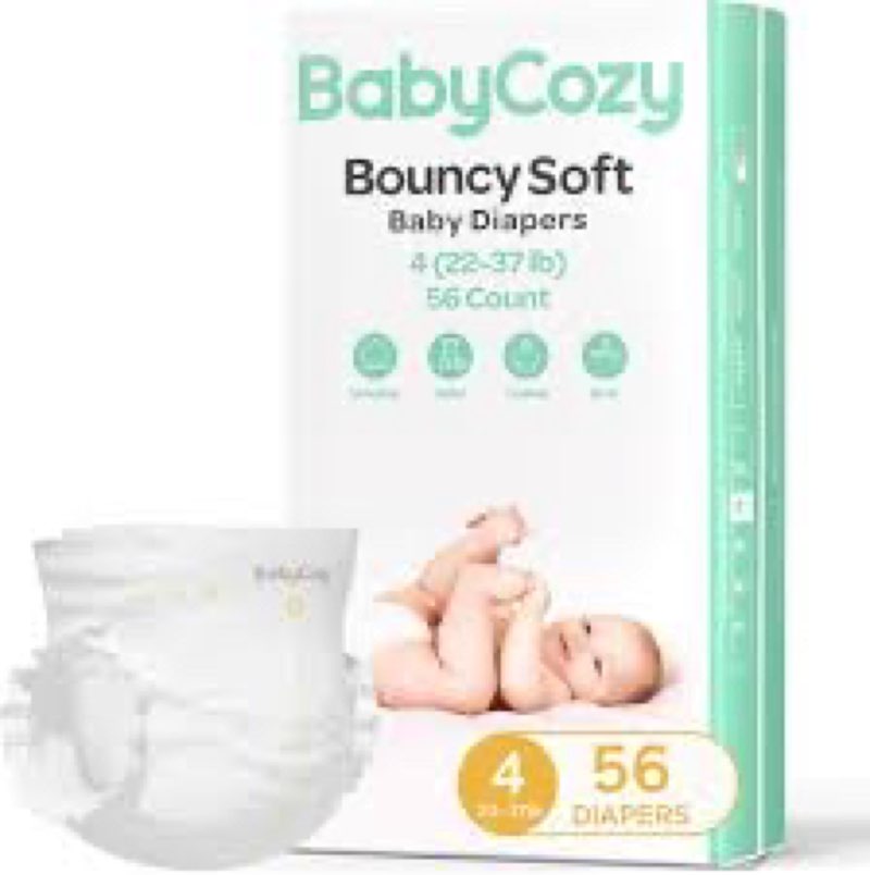 baby diapers portable pack size 4(22~37lb), 8 packs 48 count babycozy bouncy soft diapers disposable hypoallergenic diapers to protect sensitive baby skin