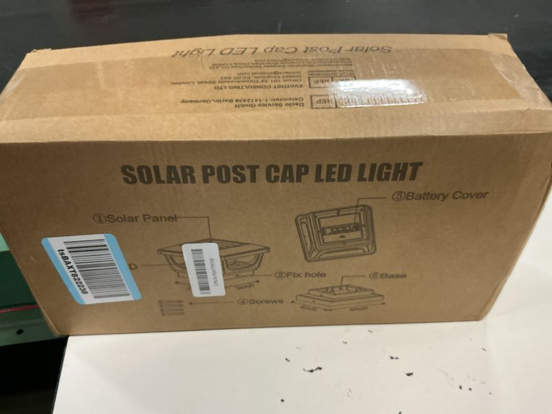Condition photo showing New/Like New for sumaote solar post cap lights, 120 lumen 3000k warm white led for 3x3 metal/vinyl & 4x4 wood posts, ip65 waterproof outdoor garden fence deck lighting, dusk-to-dawn auto on/off (6 pack) 6 pack black shell