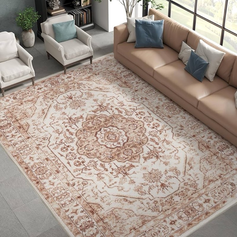 jinchan area rug 8x10 medallion floral washable rug accent floor cover non slip living room vintage 