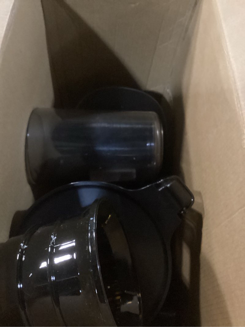 Condition photo showing As Is for juicer machines, 3-in-1 cold press juicer with 6.5" extra large chute, 100oz large capacity, ac motor, makes juice, nut milk & sorbet, premium gray