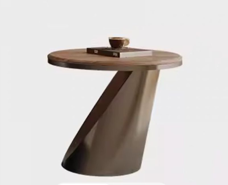 Board Game Coffee Table with 2 Drawers, Lumber Top in Rounded Shape, 23.6"L x 23.6"W x 20"H