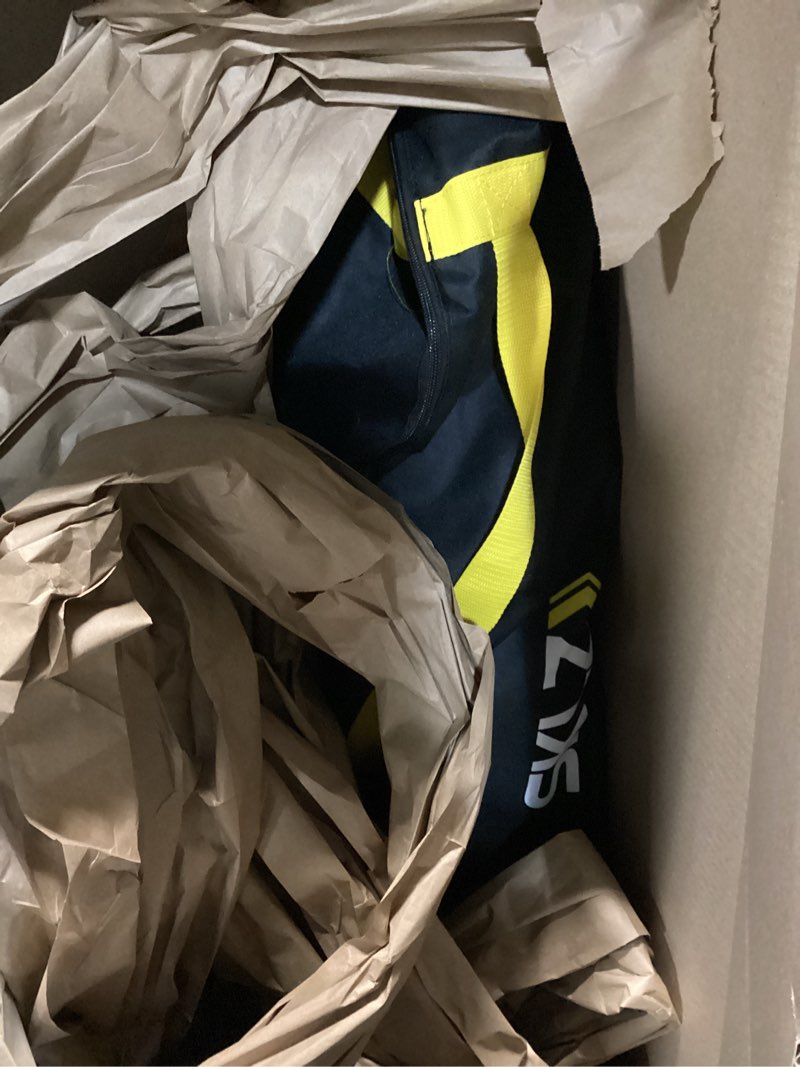 Condition photo showing As Is for sklz hurricane baseball and softball swing trainer, adjustable power band system with anti-dent ball head, height 23 to 38 inches, solo hitting practice for youth ages 14 and under hurricane select