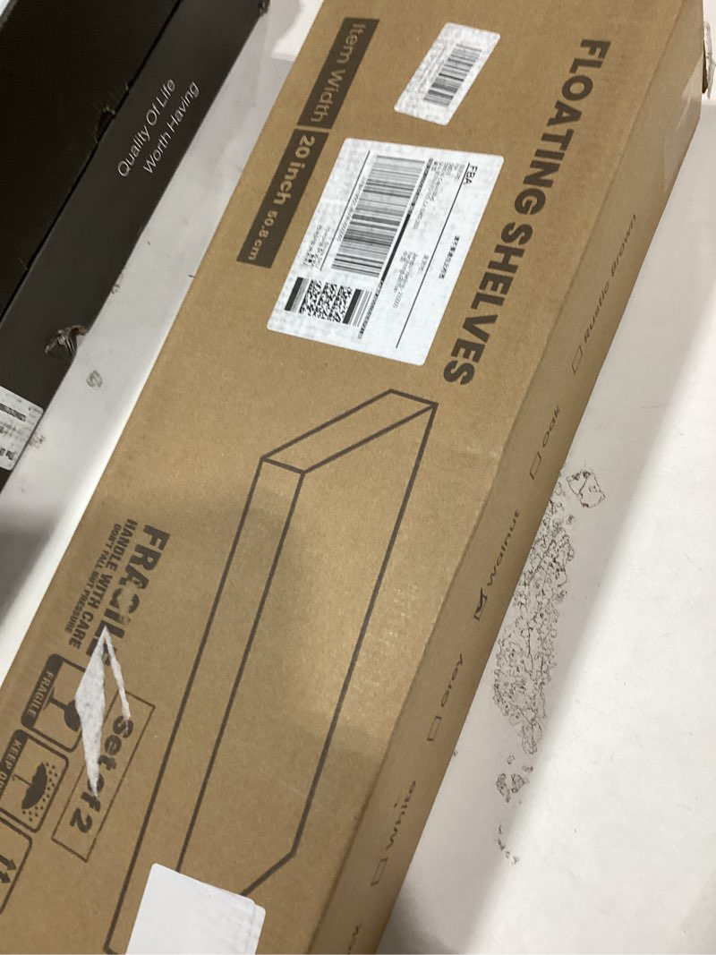 Condition photo showing New/Like New for Fun Memories Floating Shelves Bathroom for Wall Mounted Shelves, 20 Inch Wood Shelf Set of 2, Home Storage & Display Decor, Walnut Walnut 19.7"