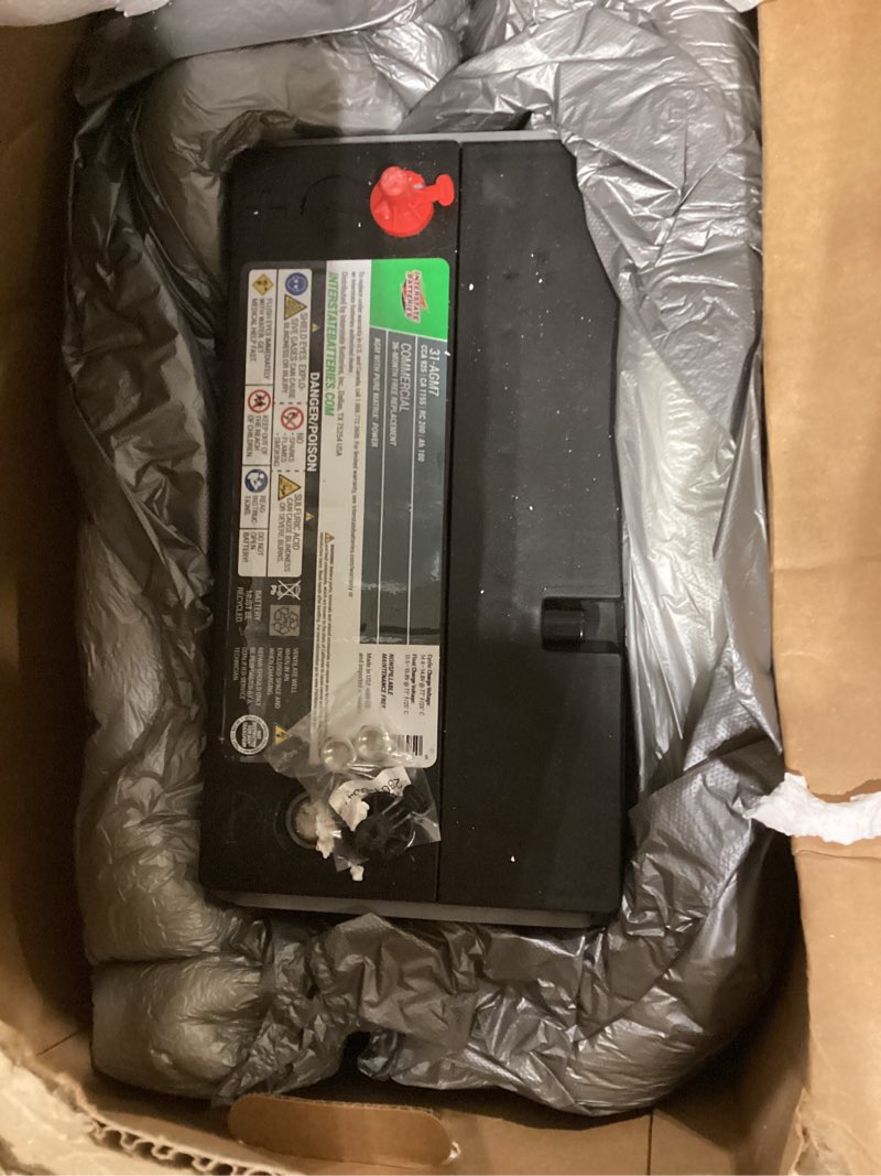 Condition photo showing As Is for interstate batteries heavy duty marine deep cycle battery 12v 100ah 925cca (31-agm7) pure matrix power commercial agm cranking replacement (group size 31) gem cars, yachts, extra fuel tank trucks premium