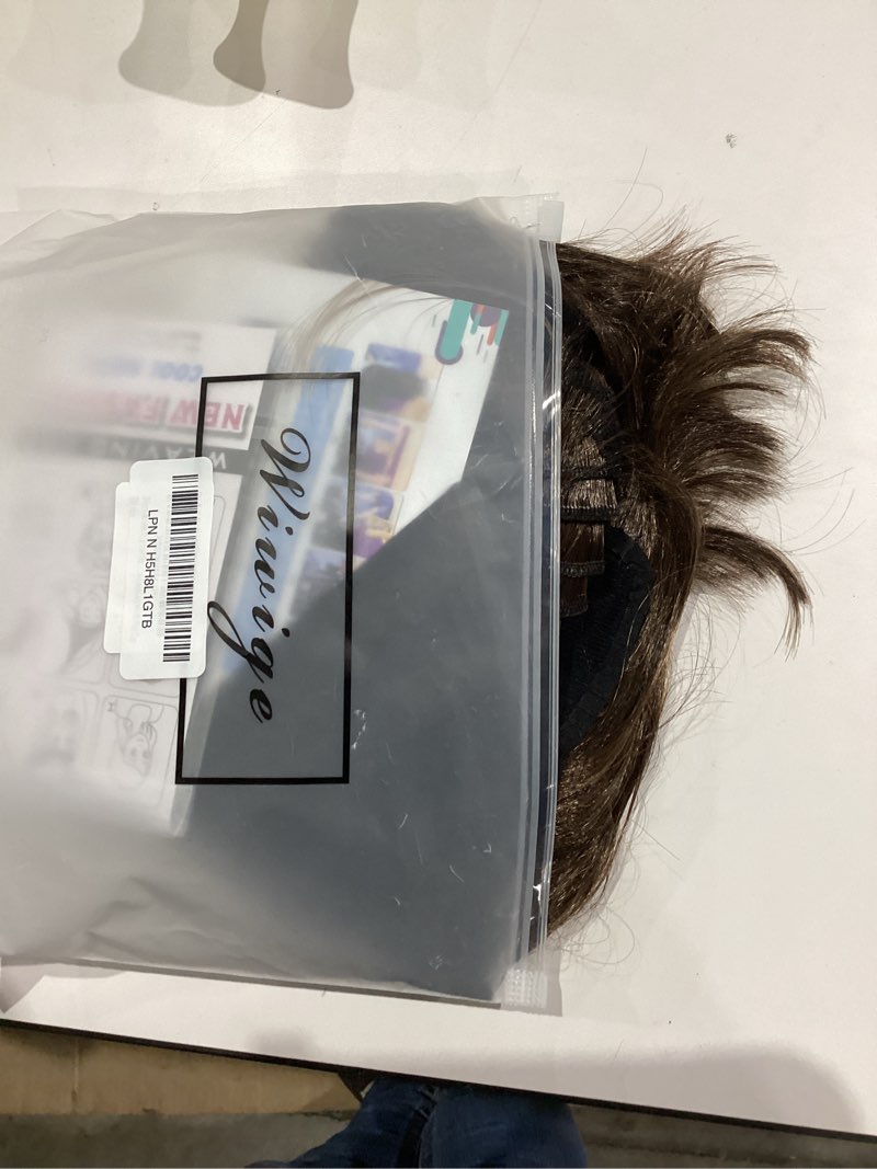 Condition photo showing Good Condition for Short Brown Wig for Mens Layered Natural Fluffy Synthetic Hair Wig Heat Resistant Halloween Cosplay with Wig Cap Y48-Brown