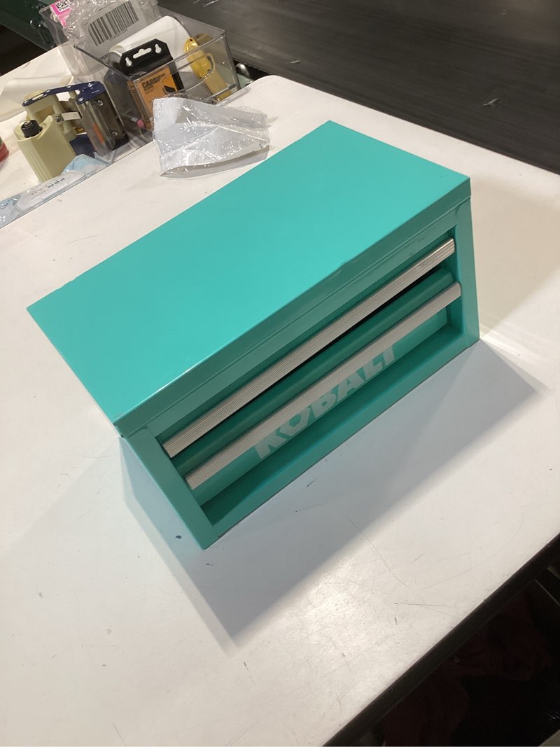 Condition photo showing Good Condition for kobalt portable tool boxes 10.83-in w x 5.91-in h x 5.91-in d 2 -drawer teal steel tool box