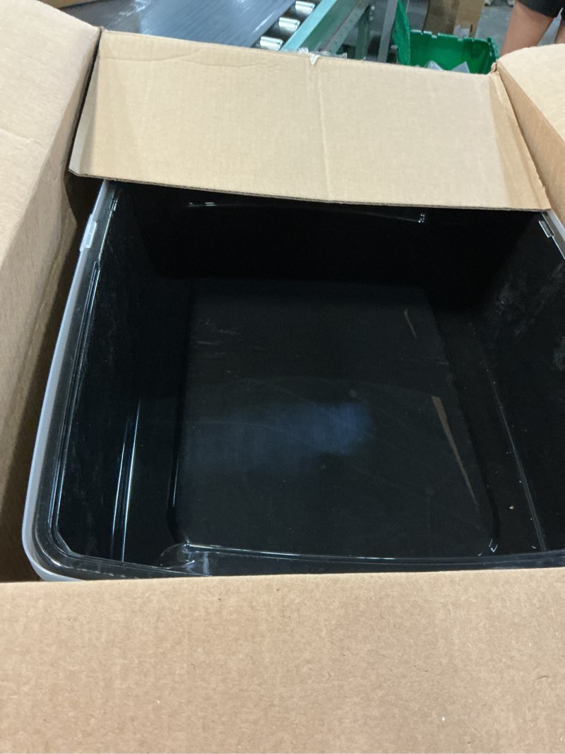 Condition photo showing As Is for iris usa cat litter box xx-large open top with high sided walls tall scatter shield scoop included easy clean plastic pan for big cats kittens multi-cat households 30"l x 20"w x 14"h black xxl black