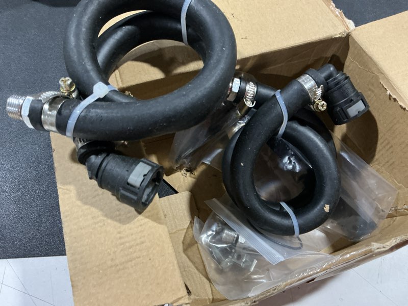 Condition photo showing As Is for (incomplete)bhb upgraded baffled oil catch can oil separator kit aluminum with nbr hose compatible with ram 1500 trx 6.2l sc 2021-2023 passenger side 3oz black