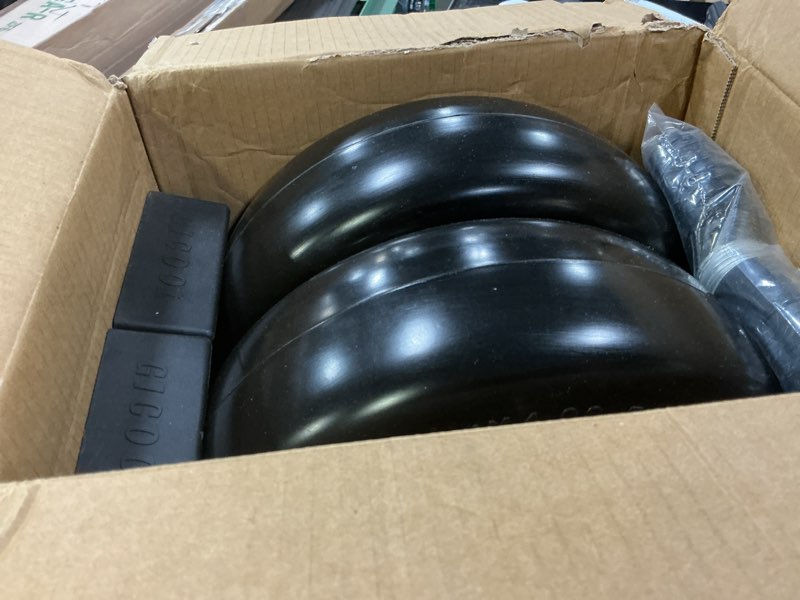 Condition photo showing Good Condition for 11x4.00-5” flat free lawn mower tire and wheel, comes with saver ramp, 3/4" or 5/8" bearing, 3.4"-4"-4.5"-5" centered hub, smooth tread tire for zero turn mowers, 2 pcs 11x4005 flat free tires and tire saver ramp